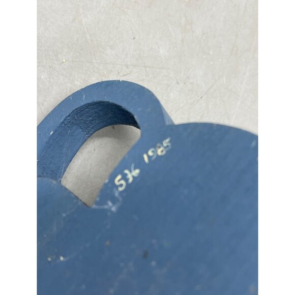 vintage hand painted page heart wall hanging blue wood floral white 1985 READ - Picture 5 of 5